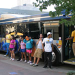 UMKC students waiting to board MAX bus