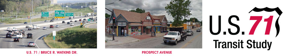 U.S 71 transit study header graphic showing U.S. 71 and Prospect Ave.