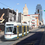 photo illustration of streetcar operating on Main Street